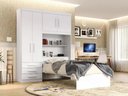 Ver imagem 3 de Guarda-roupa Solteiro 4 Portas com Cama de Solteiro Cancun Batrol Móveis