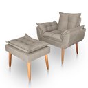 Ver imagem 1 de Poltrona Opala para Sala com Puff Reforçada Suede Cor Bege