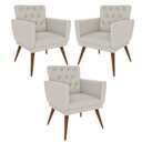 Ver imagem 1 de Kit 3 Poltronas Nina com Capitone - Bege