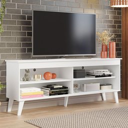 Rack para Tv até 65 Polegadas com Pés Branco Turim Madesa - 1
