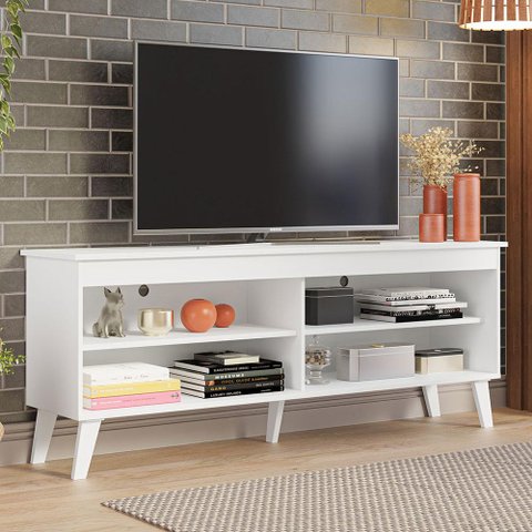 Rack para Tv até 65 Polegadas com Pés Branco Turim Madesa