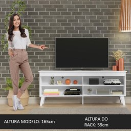 Rack para Tv até 65 Polegadas com Pés Branco Turim Madesa - 4