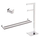 Ver imagem 1 de Kit de Acessorios para Banheiro com 3 Peças em Aço Inox Polido Linha Larissa com Toalheiro Duplo