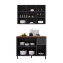 Ver imagem 3 de Cozinha Compacta Bariloche 6 Portas 2 Gavetas com Vidro e Pés 100% MDF Chumbo - Indékes