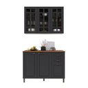 Ver imagem 2 de Cozinha Compacta Bariloche 6 Portas 2 Gavetas com Vidro e Pés 100% MDF Chumbo - Indékes