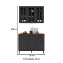 Ver imagem 4 de Cozinha Compacta Bariloche 6 Portas 2 Gavetas com Vidro e Pés 100% MDF Chumbo - Indékes