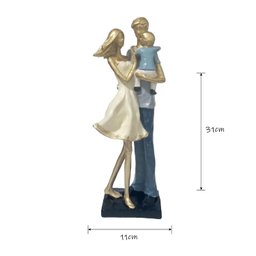 Estatueta Decorativa Família com Filho Colorida - 2