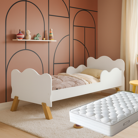 Cama Infantil para Menino ou Menina com Colchão Muito Segura com Proteção Lateral