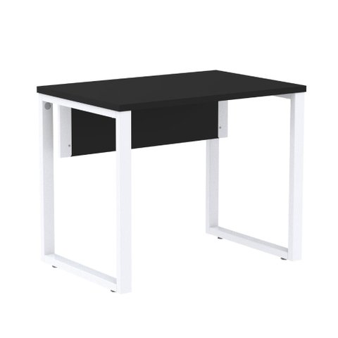 Mesa Escritório P25 Tub Pandin 90 Cm (larg) Tampo Mdp Preto Pé Aço Tubular Branco