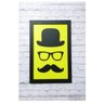 Quadro 3D MDF Chapéu Óculos Bigode - 1