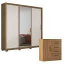 Ver imagem 1 de Cômoda Montevidéu e Guarda Roupa Casal Residence Amêndola Off White com Pés - Demóbile