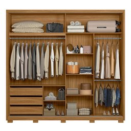 Guarda Roupa Casal Dhara 2 Portas Deslizantes Freijó/off White com Espelho - Moval - 3