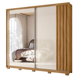 Guarda Roupa Casal Dhara 2 Portas Deslizantes Freijó/off White com Espelho - Moval - 1