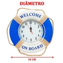 Ver imagem 2 de Relógio de Parede Estilo Boia Naval Náutico Marinheiro 34cm