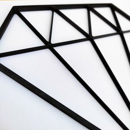 Adorno De Parede Diamante - Quadro, Decoração - Toque 3D:Preto - 3