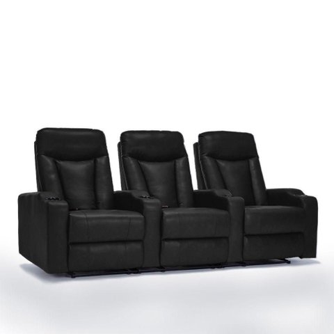 Poltrona 3 Lugares Califórnia Reclinável PU Preto com Massagem e Aquecimento Gran Belo