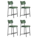 Ver imagem 1 de Kit 04 Banquetas Médias para Cozinha Lila Estofada com Encosto Couríssimo Verde - Abmaza