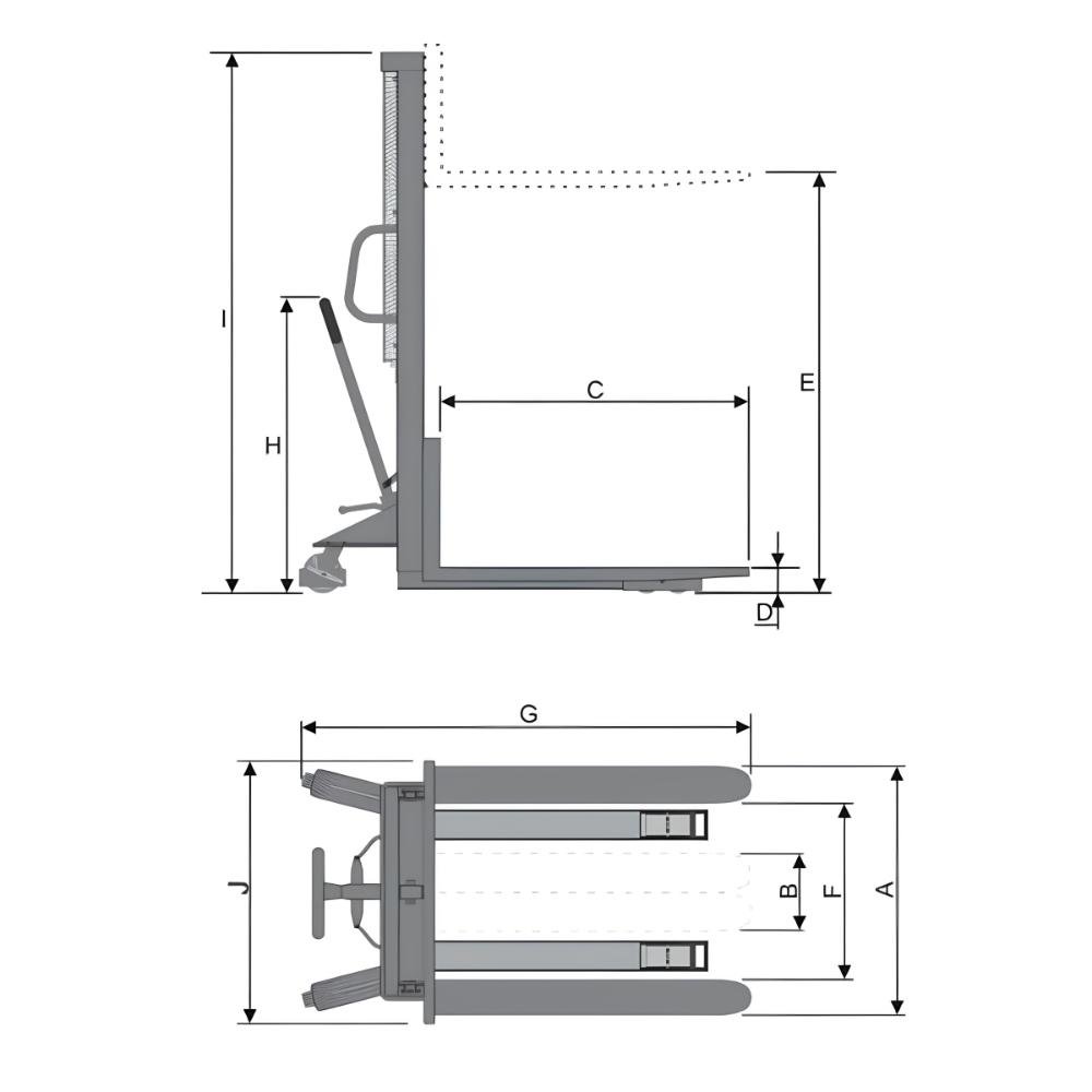 Empilhadeira Manual 1,0t 690x1150mm Altura 1,6m Emp1016 Bovenau - 5