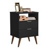 Mesa de Cabeceira Para Quarto Jade Retrô 2 Gavetas:BLACK - 1