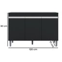 Ver imagem 2 de Balcão de Cozinha Manu 3 Portas 1 Prateleira MDP 120cm Preto