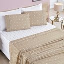 Ver imagem 1 de Jogo Cama Lençol Meggy Poá Queen Bolinhas Micropercal 200 Fios 4 Peças - Cáqui Casa Scarpa