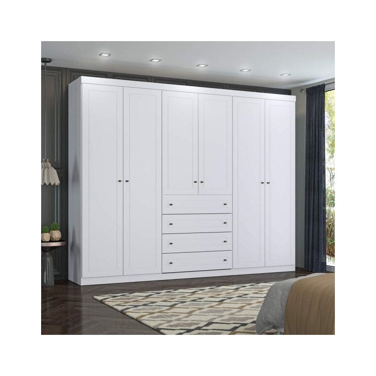 Guarda-Roupa Casal 6 Portas 4 Gavetas Americano Henn