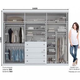 Guarda-Roupa Casal 6 Portas 4 Gavetas Americano Henn - 4