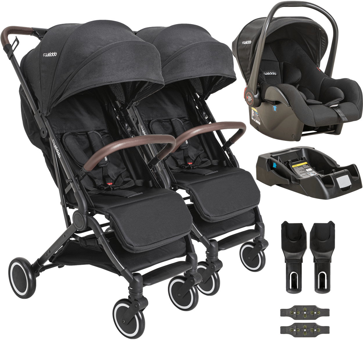 Carrinho para Gemeos com Bebe Conforto Base Kiddo Sprint Preto ...