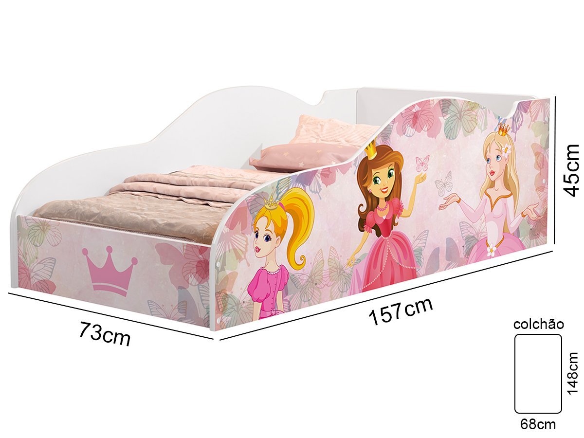 Cama Princesa Infantil Quarto de Menina Rosa - 2