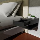 Ver imagem 4 de Kit 2 Mesa de Cabeceira Preto Com Gaveta e Prateleira