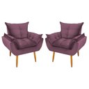 Ver imagem 1 de Kit 2 Poltronas Decorativa Opala Pés Palito Veludo Lilás Chamby Móveis