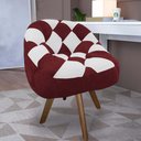 Ver imagem 1 de Poltrona Paloma Escritório Sala Giratória Madeira Suede Vinho e Suede Branco - Dominic Decor