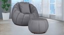 Ver imagem 1 de Kit Poltrona c/ Puff + Almofada Concha Veludo Cinza