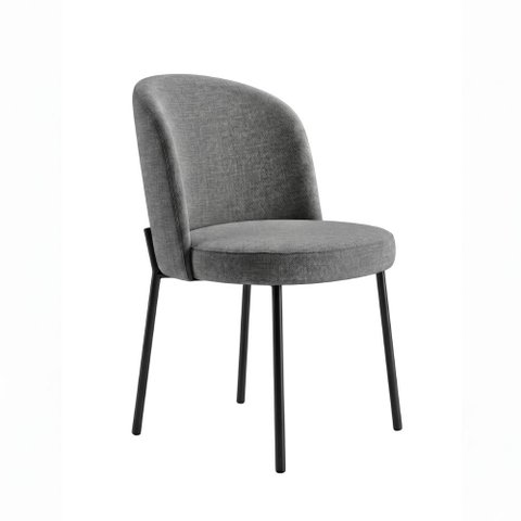 Cadeira Decorativa Sala de Jantar Elegance Base Preta Linho Chumbo - Montanaris Decor