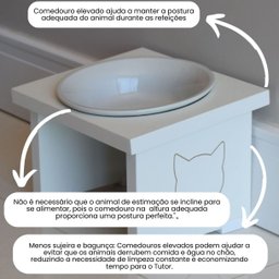 Comedouro Elevado Pet Gato Mdf Simple - Porcelana - 3 Comedouro Elevado Pet Gato Mdf Simple - Porcelana - 3