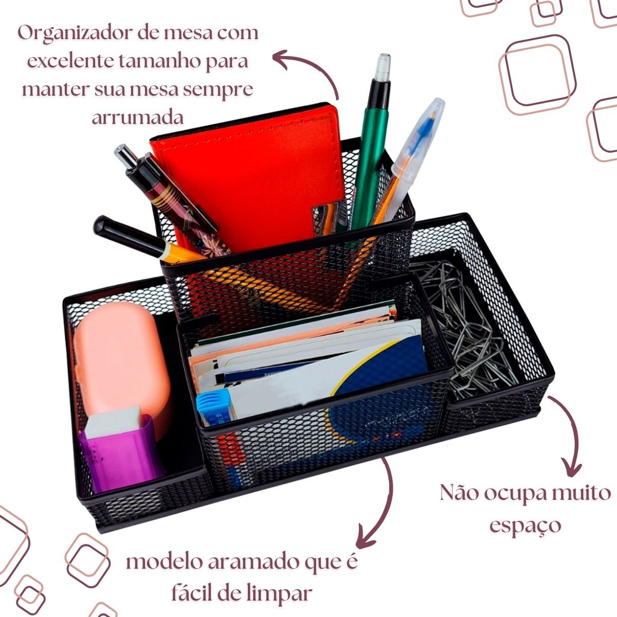 Kit Organizador para Escritório com 4 Partes Preto - 2