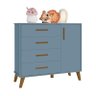 Quarto Infantil Retrô Ayla com Berço e Cômoda Azul Fosco - Reller Móveis - 5