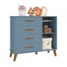 Quarto Infantil Retrô Ayla com Berço e Cômoda Azul Fosco - Reller Móveis - 6