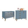 Quarto Infantil Retrô Ayla com Berço e Cômoda Azul Fosco - Reller Móveis - 1
