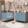 Quarto Infantil Retrô Ayla com Berço e Cômoda Azul Fosco - Reller Móveis - 2