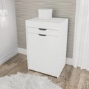 Ver imagem 4 de Penteadeira Compacta com Gaveta Espelho e Puff Pe2007 Tecno Mobili - Branco/tecido 408