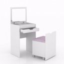 Ver imagem 3 de Penteadeira Compacta com Gaveta Espelho e Puff Pe2007 Tecno Mobili - Branco/tecido 408