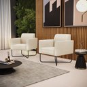 Ver imagem 1 de Poltrona Sala Decorativa Kit 2 Marisa Base X Industrial Preto Sintético D03 - D’Rossi