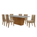 Ver imagem 2 de Mesa Sala de Jantar Aida 180cm e 6 Cadeiras Safira Moderna Veludo Capuccino Off White Imbuia