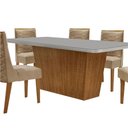 Ver imagem 7 de Mesa Sala de Jantar Aida 180cm e 6 Cadeiras Safira Moderna Veludo Capuccino Off White Imbuia