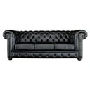 Ver imagem 1 de Sofá 3 Lugares Sala de Estar 2,35M Chesterfield Pés Madeira Couro Preto - Gran Belo