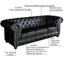 Ver imagem 2 de Sofá 3 Lugares Sala de Estar 2,35M Chesterfield Pés Madeira Couro Preto - Gran Belo