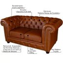 Ver imagem 2 de Sofá 2 Lugares Sala de Estar Chesterfield com Pés Madeira Couro Conhaque Brilho - Gran Belo