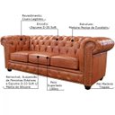 Ver imagem 2 de Sofá 3 Lugares Sala de Estar 2,35M Chesterfield Pés Madeira Couro Conhaque - Gran Belo