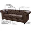 Ver imagem 2 de Sofá 3 Lugares Sala de Estar 2,35M Chesterfield Pés Madeira Couro Capucino - Gran Belo